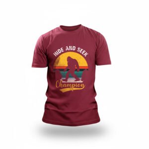 Bigfoot "Hide and Seek Champion" Retro T-Shirt - Maroon
