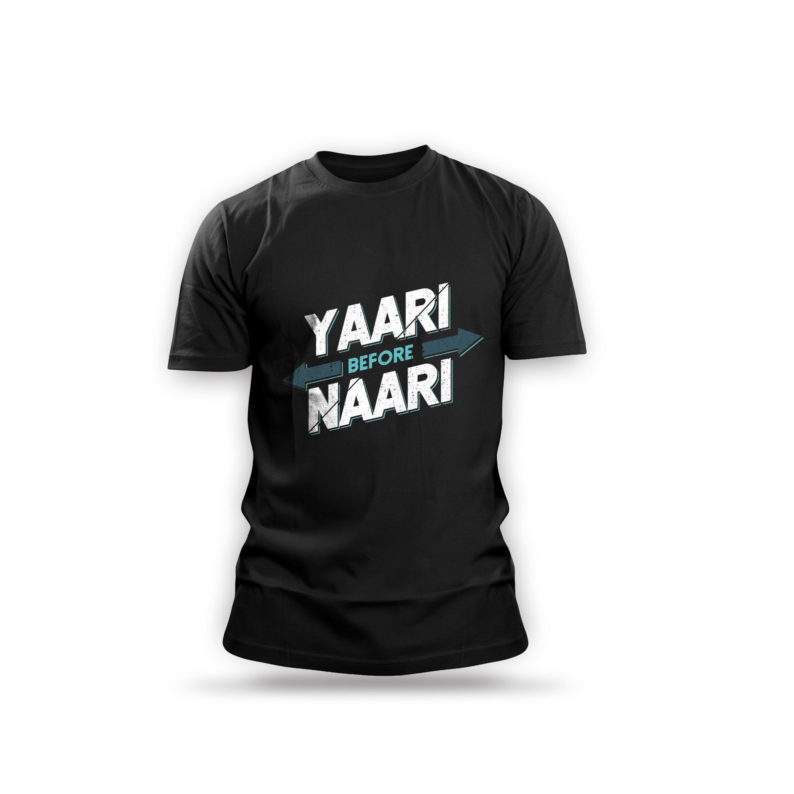 “Yaari Before Naari” Hindi Friendship Quote T-Shirt – Black