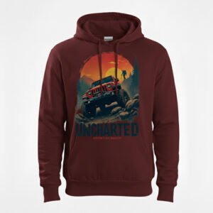 Uncharted 4x4 Off-Road Hoodie - Retro Sunset Graphic (Maroon)