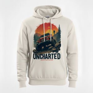 Uncharted Adventure Awaits Hoodie - Off-Road 4x4 Graphic (Beige)