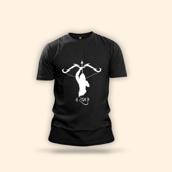 Lord Ram Warrior T-Shirt - Black & White Dhanush Baan Graphic