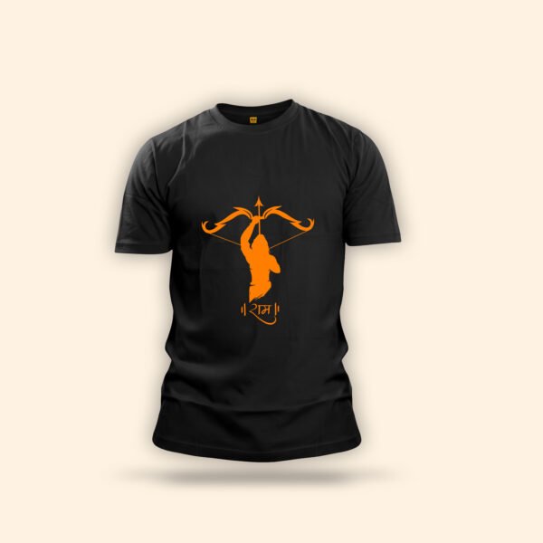 Lord Ram Warrior T-Shirt - Black & White Dhanush Baan Graphic - Image 2